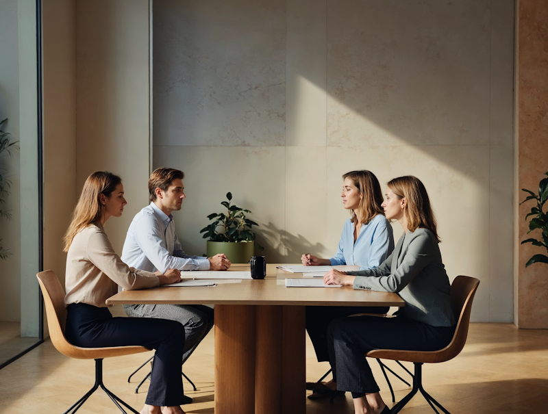 Professionisti al lavoro in ufficio moderno